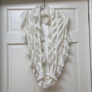 Charolotte Russe cream knit ruffle infinity scarf